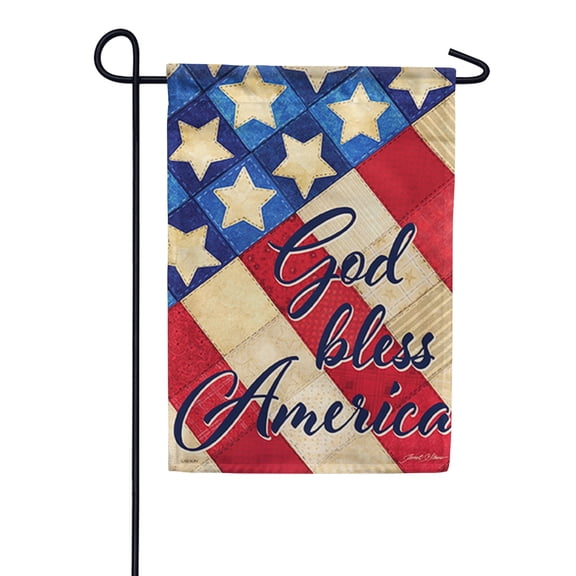 Carson Garden Flag - Stitches Stars & Stripes, Double Sided 12.5 x 18 inches