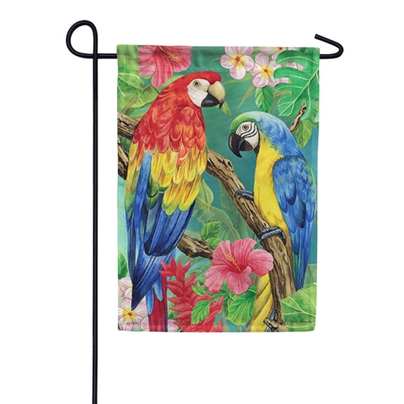 Carson Garden Flag - Tropical Parrots, Double Sided 12.5 x 18 inches