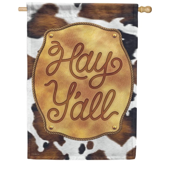 Carson Hay Y'all House Flag, 28 x 40 inch Double Sided, Southern Hospitality Banner, Western Rustic Outdoor Decor, Country Living Farm Ranch Primitive Cowboy Home Decoration