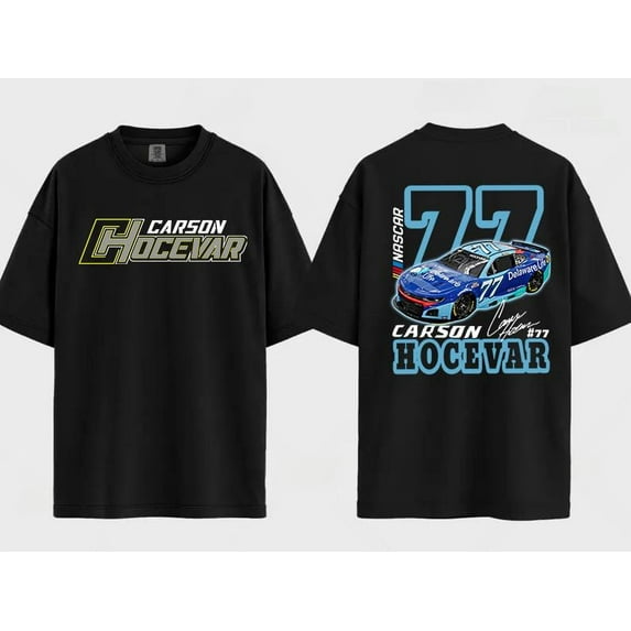 Carson Hocevar #77 Nascar Racing Graphic Tee ,Nascar fan gift, Nascar shirt, Nascar sweatshirt ,Black Color,Size L