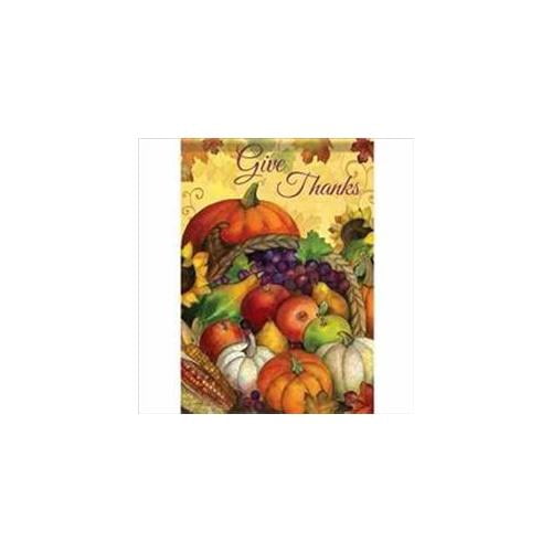 Carson Home Accents Give Thanks Leaves Garden Flag