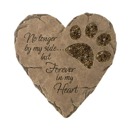 Carson Home Accents 10136 Beadwork Garden Pet Paw Heart Shaped Stepping Stone