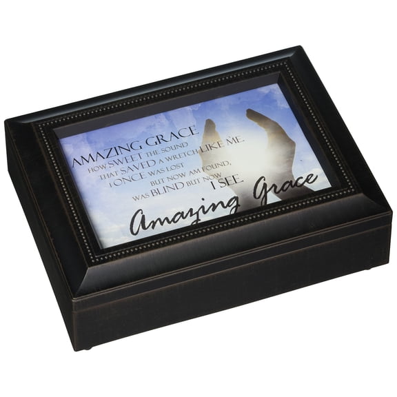 Carson Home Accents 17991 Amazing Grace Rectangle Music Box 8" x 6" Inspirational Keepsake