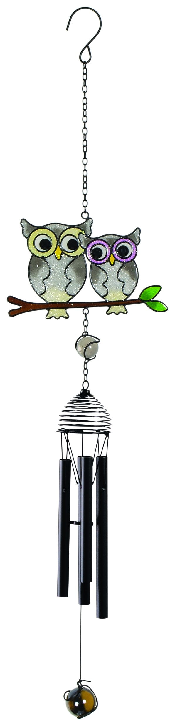 24" Colorful Owl and Branch Wireworks Garden Chime