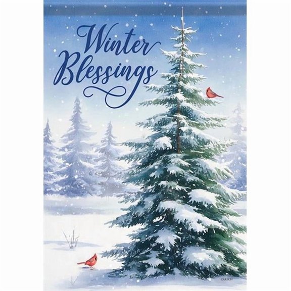Carson Home Accents 41484X Garden Flag - Durasoft - Winter Blessings & Pine - 12.5 x 18 in.