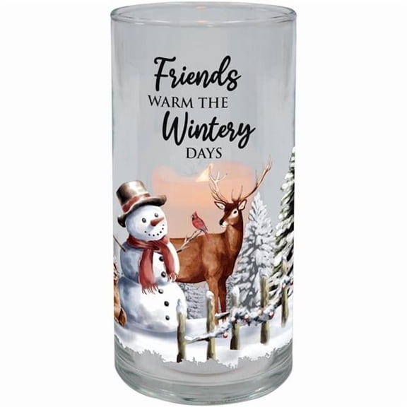 Carson Home Accents 455087 Hurricane Candle - Flameless Flicker - Friends with Timer - 7.25 x 3.5 in.