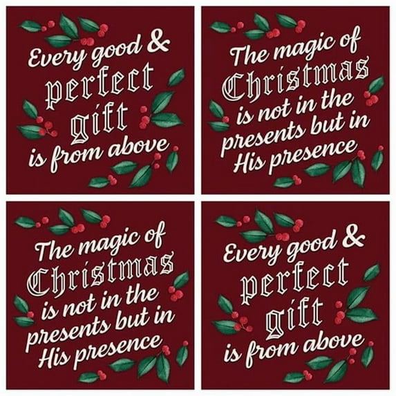 Carson Home Accents 455092 Square House Coasters - Faith Christmas - Set of 4