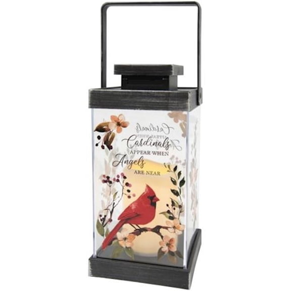 Carson Home Accents 479442 13 x 4.75 x 7.75 in. LED Candle & Timer Cardinals Appear Lantern with Flameless
