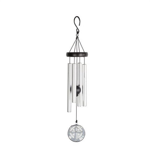 Carson Home Accents Cross Stained Glass Sonnet Wind Chime