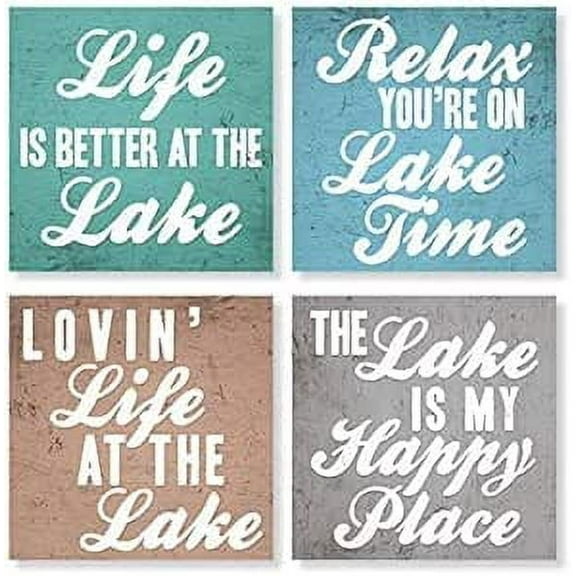 Carson Lake Life Square House Coaster Set