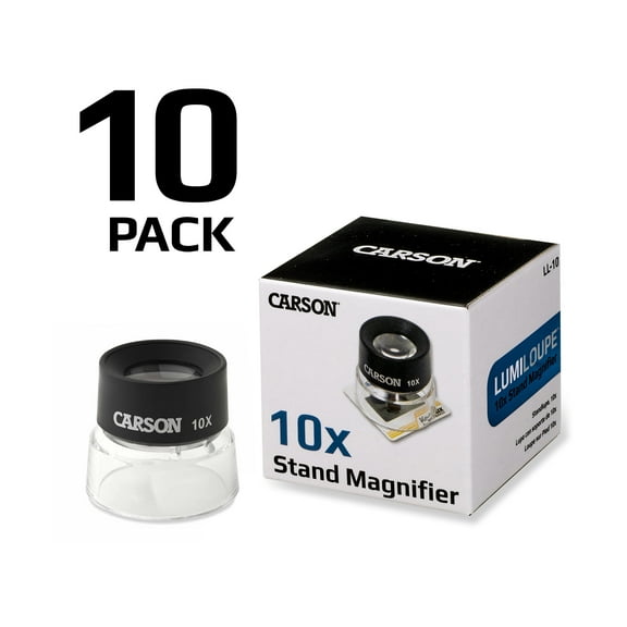 Carson LumiLoupe 10x Power Magnifying Glass, 1 Stand Magnifier - 10 Pack (LL-10MU)
