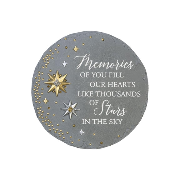 Carson Memories of You Beadworks Garden Stepping Stone with a Keyhole Hanger, 9.5-inch Diameter, Resin, Outdoor Decor