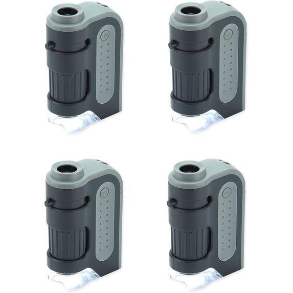 MicroBrite Plus 60x-120x LED Lighted Pocket Microscope (4-Pack) Portable Handheld Microscope for Adults, Mini Microscope