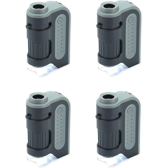 MicroBrite Plus 60x-120x LED Lighted Pocket Microscope (4-Pack) Portable Handheld Microscope for Adults, Mini Microscope