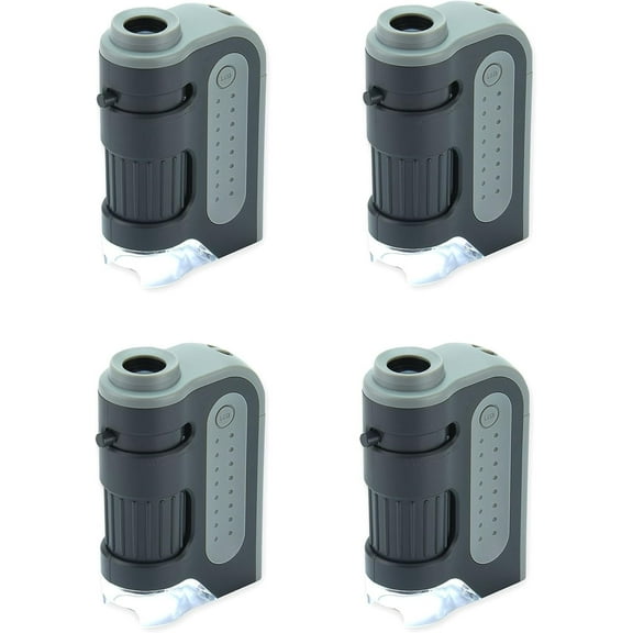 Carson MicroBrite Plus 60x-120x LED Lighted Pocket Microscope (4-Pack) Portable Handheld Microscope for Adults, Mini Microscope for Student Science Lab, STEM Educational
