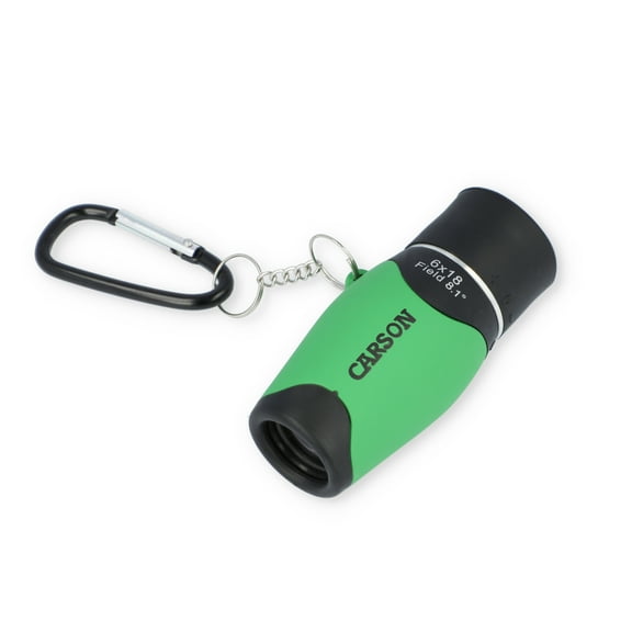 Carson MiniMight 6x18mm Pocket Monocular with Carabiner Clip, Green (MM-618CG)