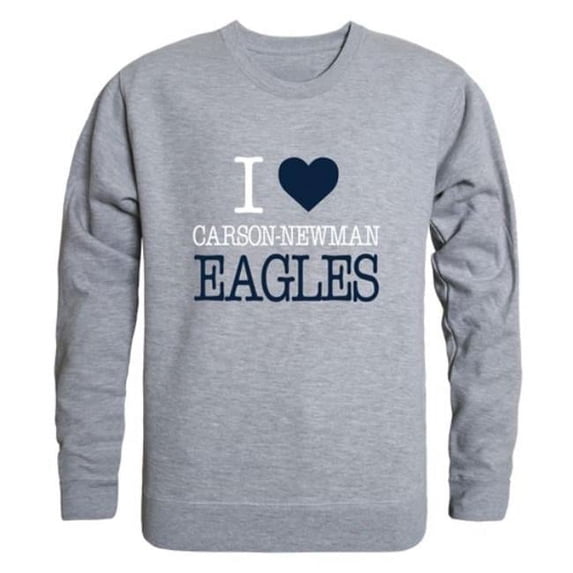 Carson-Newman University Eagles I Love Crewneck Sweatshirt, Heather Grey - Large