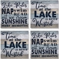 thumbnail image 1 of Carson SS74383 Lake Rules Square House Coaster Set of 4, 4-inch Diameter, Multicolor, 1 of 1