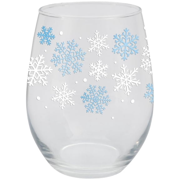 Carson "Snowflakes Stemless Wine Glass, 17 Ounce, 5" H, Clear