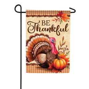 Carson Turkey Garden Flag, 12.5 x 18 inch Double Sided, Be Thankful Harvest Banner, Pumpkin Outdoor Autumn Decor, Thanksgiving Seasonal Yard Decoration