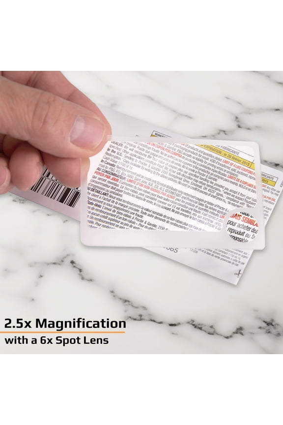 Wallet Magnifier Twin Pack 2.5x Power Credit Card Size Magnifying Glass, 6x Spot Lens (WM-01)