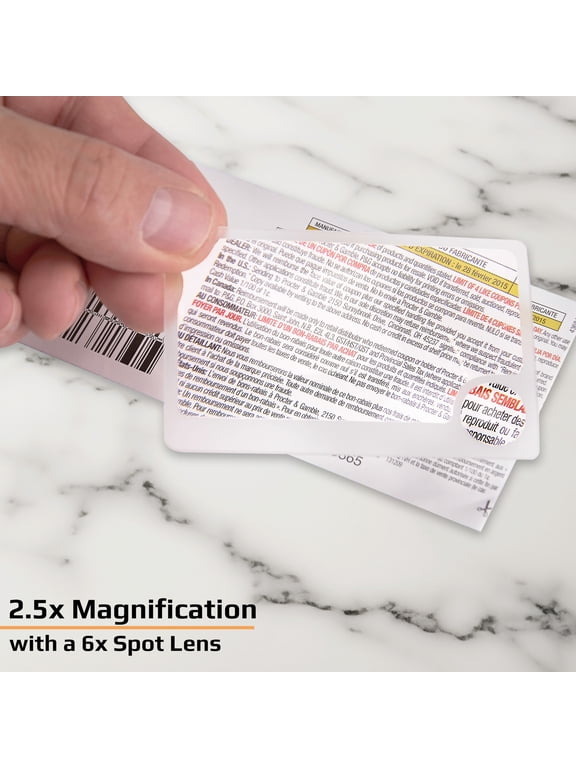 Wallet Magnifier Twin Pack 2.5x Power Credit Card Size Magnifying Glass, 6x Spot Lens (WM-01)