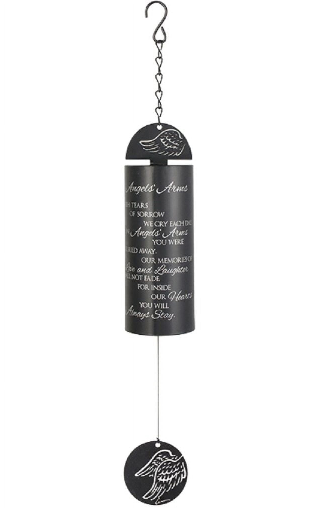 Carson 22" Cylinder Sonnet Wind Chime – “Angels’ Arms” Black Memorial & Inspirational Decor