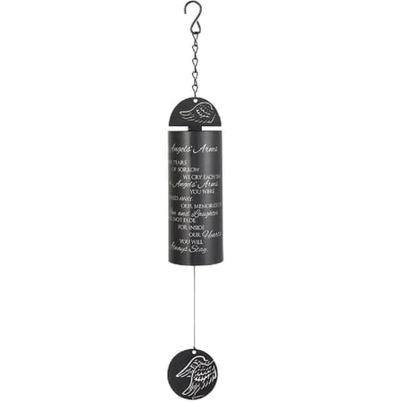Carson 22" Cylinder Sonnet Wind Chime – “Angels’ Arms” Black Memorial & Inspirational Decor