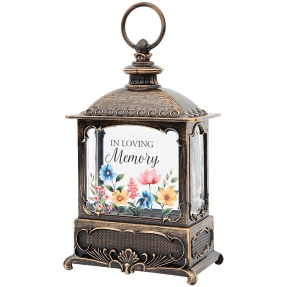 Carson in Loving Memory Water Glitter Lantern, 10.25" H, Brown