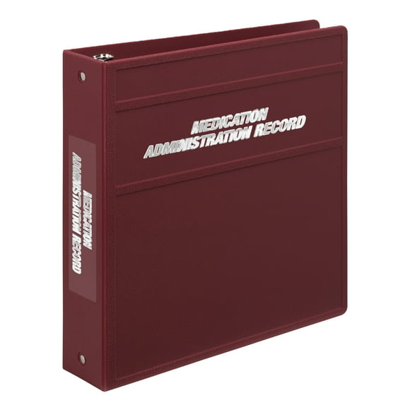 Carstens 2-Inch Heavy Duty 3-Ring Binder for Medication Administration Records (MAR) - Side Opening, Wine