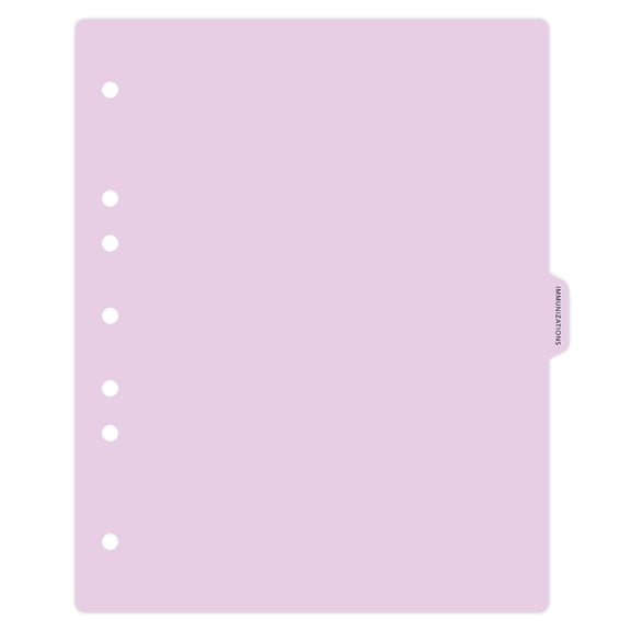 Carstens - Heavy Duty Immunizations Plastic Ring Binder Dividers, Side Tab, 1/9 Cut, Tab 5 Position, US Letter, Pack of 10, (2620-43) - Ideal Medical Chart Dividers for 3 Ring Binders