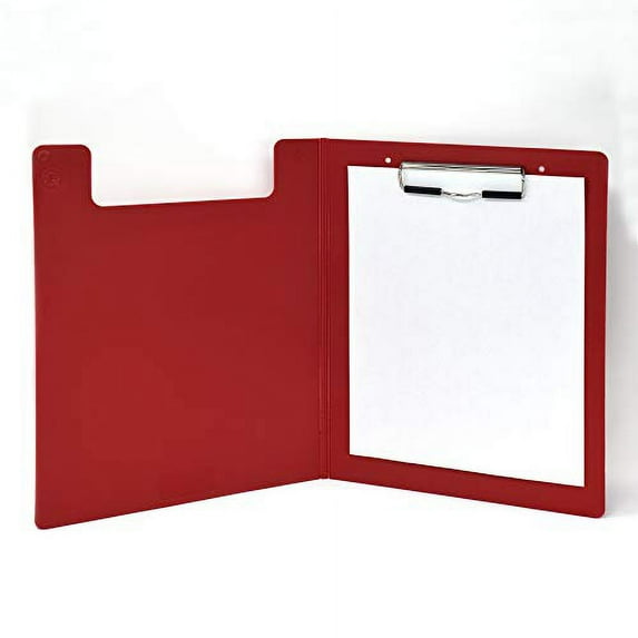 Carstens Heavy Duty Low-Profile Clipboard with Cover - Plastic, Red