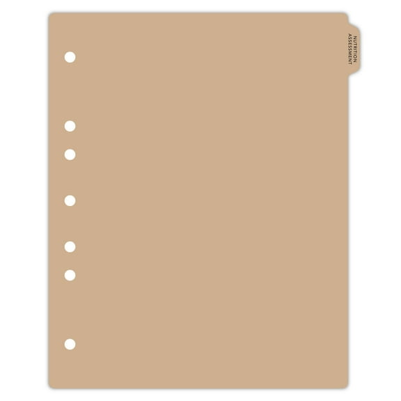 Carstens - Heavy Duty Nutrition Assessment Plastic Ring Binder Dividers, Side Tab, 1/9 Cut, Tab 1 Position, US Letter, Pack of 10, (2616-20) - Ideal Medical Chart Dividers for 3 Ring Binders