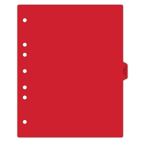 Carstens - Heavy Duty Physicians Orders Plastic Ring Binder Dividers, Side Tab, 1/9 Cut, Tab 5 Position, US Letter, Pack of 10, (2616-50) - Ideal Medical Chart Dividers for 3 Ring Binders