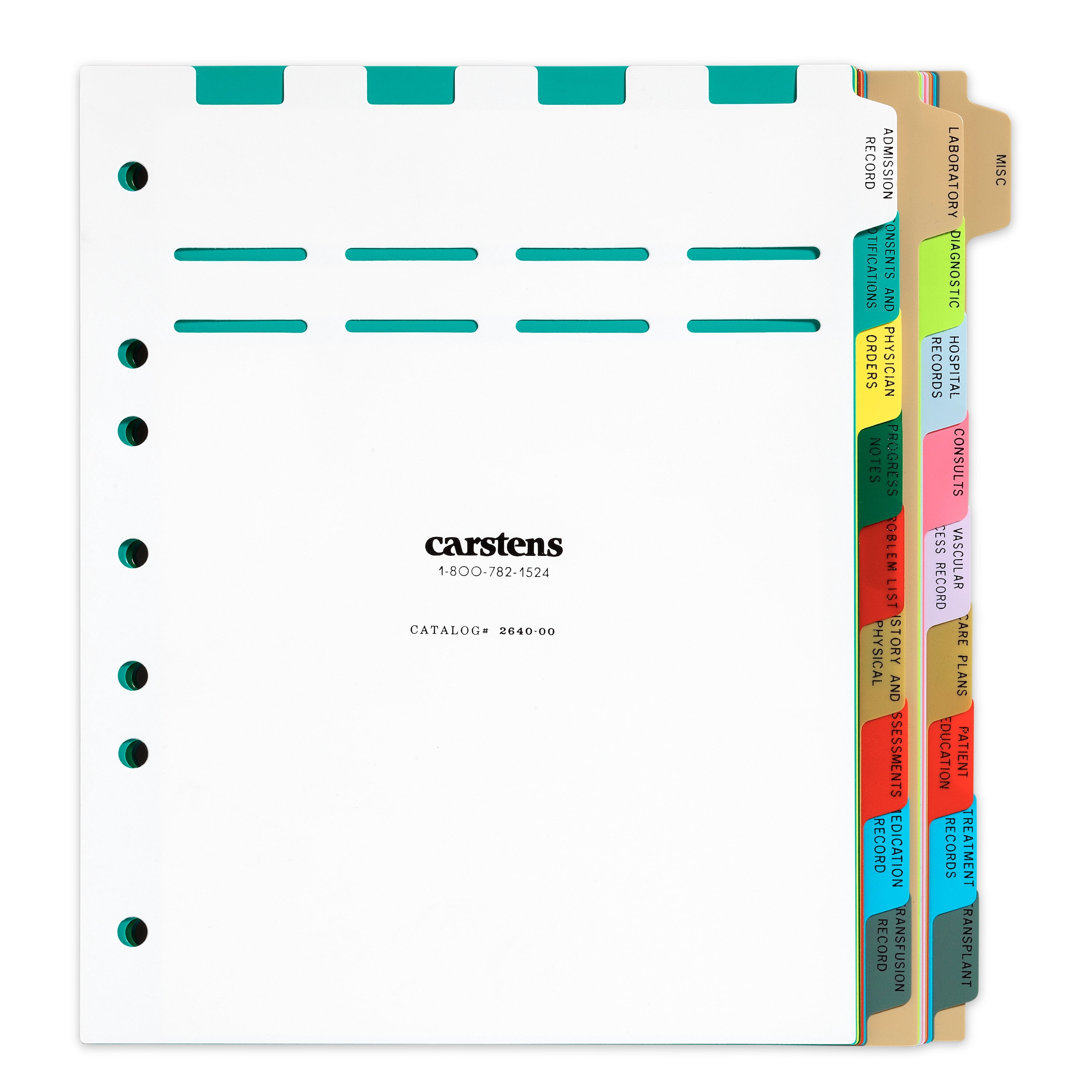 Carstens Heavy Duty Plastic Dialysis Divider Set, 19-Tab, with Pull Tab ...