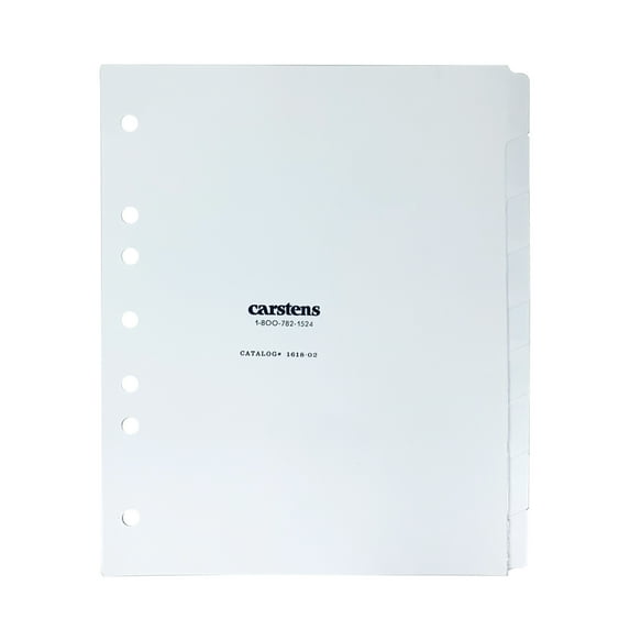 Carstens Heavy Duty Plastic Dividers, 9-Tab, White, for Side-Opening 3-Ring Binders