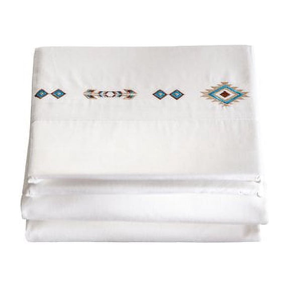 Carstens Inc. 4 Piece Southwest Diamond Embroidered 200 Thread Count 100pct Cotton Sheet Set