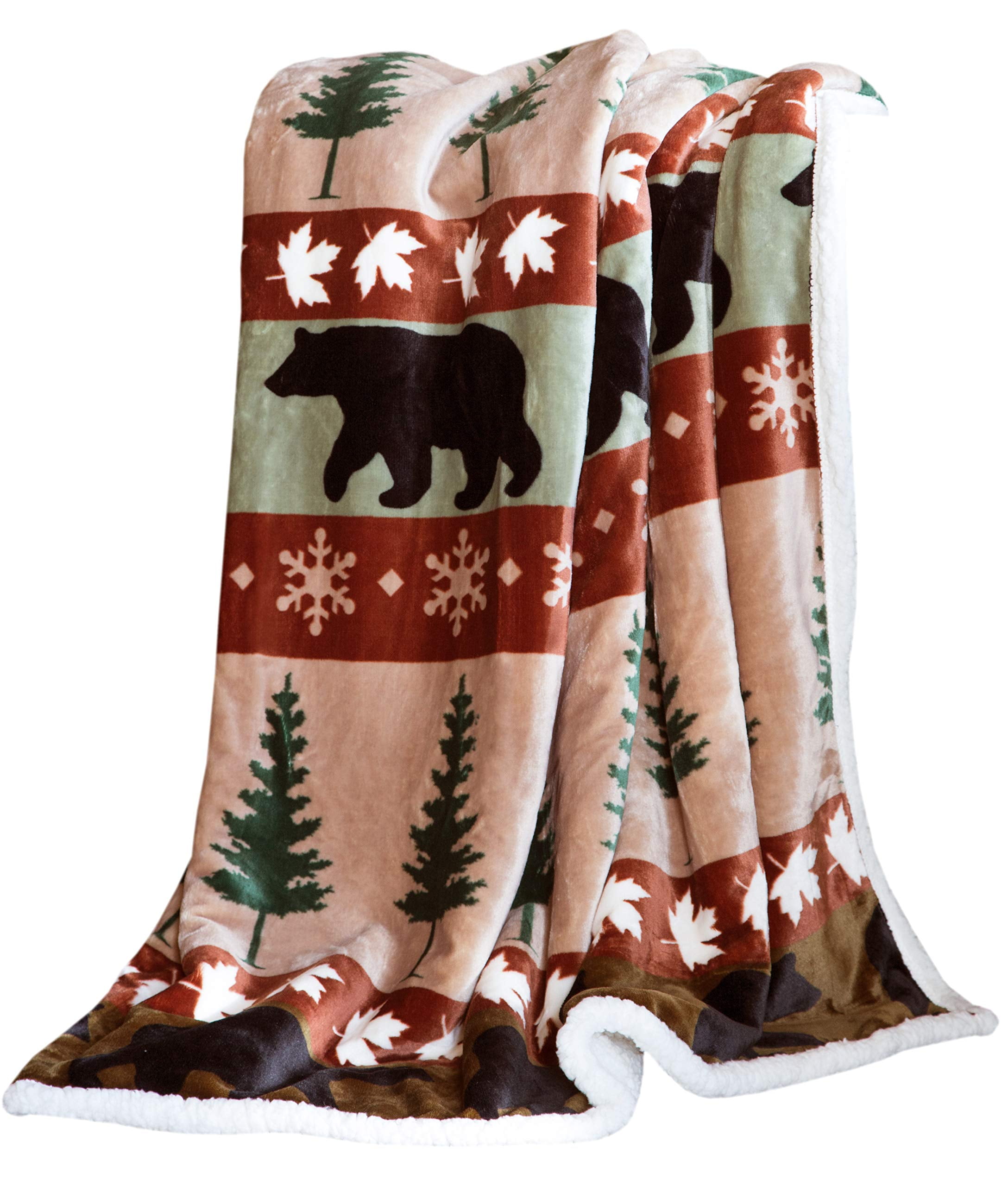Carstens, Inc, Cascade Ridge Soft Sherpa Plush Throw Blanket, 54" x 68