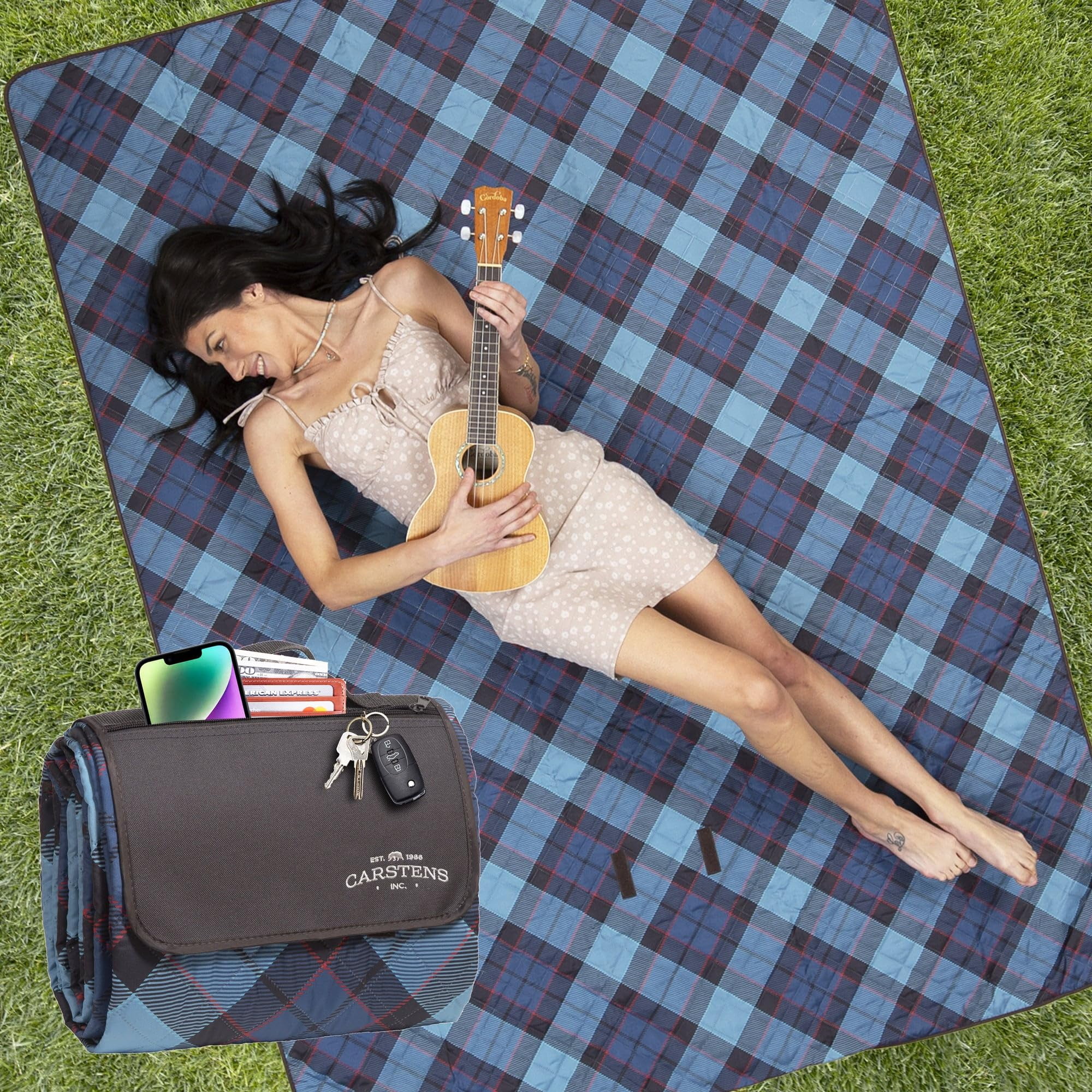 Camco Handy Mat with Strap Perfect for Picnics Beaches RV and Outings Measures 72 x 108