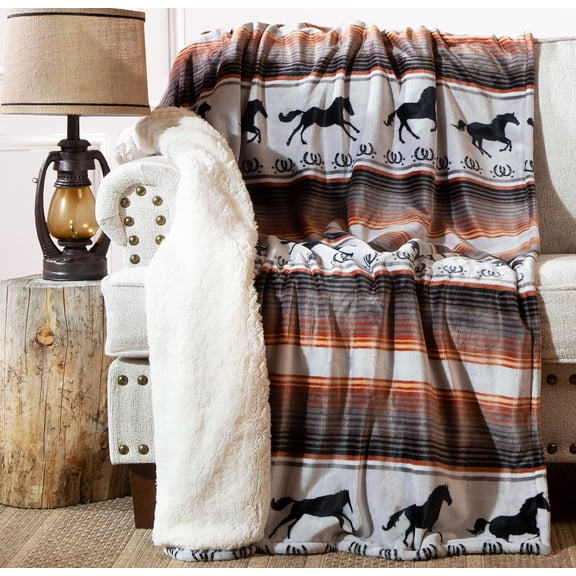 Carstens, Inc. Ultra Premium Super Soft Plush Sherpa Fleece Oversized Throw Blanket 54" x 68", Running on The Range