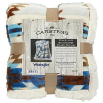 CARSTENS, INC. Wrangler Ultra Premium Super Soft Plush Sherpa Fleece Oversized Throw Blanket 54" x 68", Stack Rock