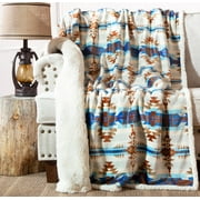 Carstens, Inc. Wrangler Ultra Premium Super Soft Plush Sherpa Fleece Oversized Throw Blanket 54" x 68", Vintage Western