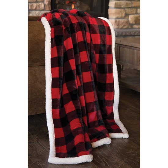 Carstens Home Unisex Lumberjack Plaid Sherpa Throw Blanket - JP527 One Size