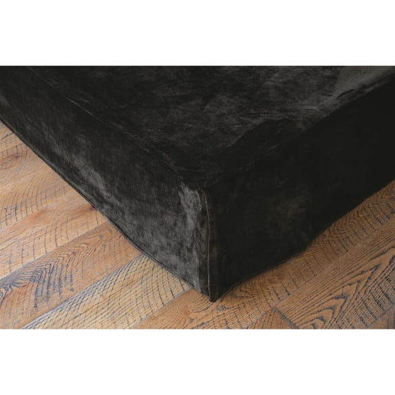 Carstens Solid Black Plush Velvet Bed Skirt, Queen