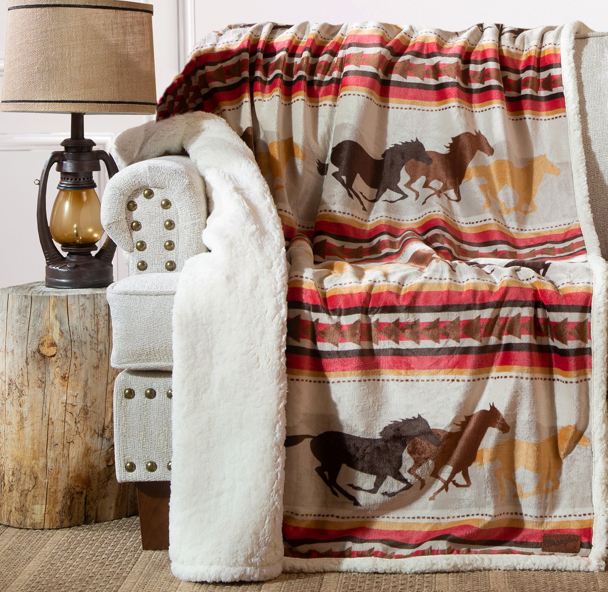 Carstens Wrangler Running Horse Country Sherpa Fleece Throw Blanket 54x68 Walmart