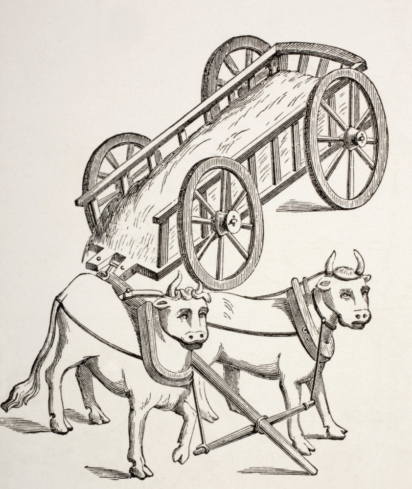 Cart Drawn By Oxen 15Th Century From Les Artes Au Moyen Age Published Paris 1873 Canvas Art - Ken Welsh Design Pics (13 x 16)