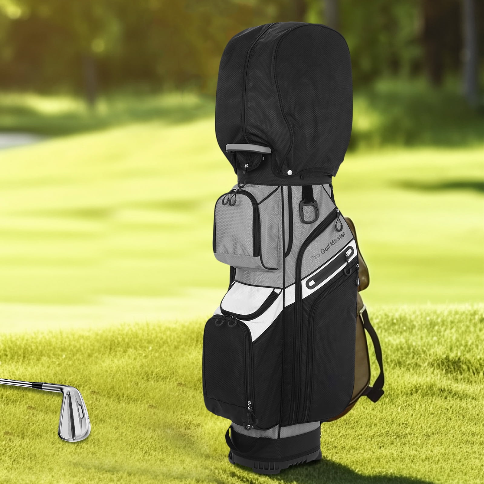 LIOOBO Golf Cart Bag with 14 Way Organizer Waterproof Black Nylon for Organized Club Storage