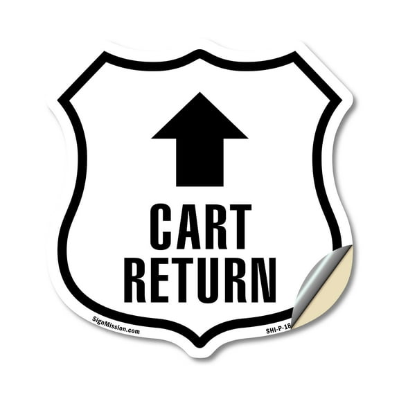 Cart Return Up (2 Pack) 12 inch X 12 inch Shield Shaped Heavy Duty 3.2 mil Vinyl Decals Weather Resistant Made in the USA