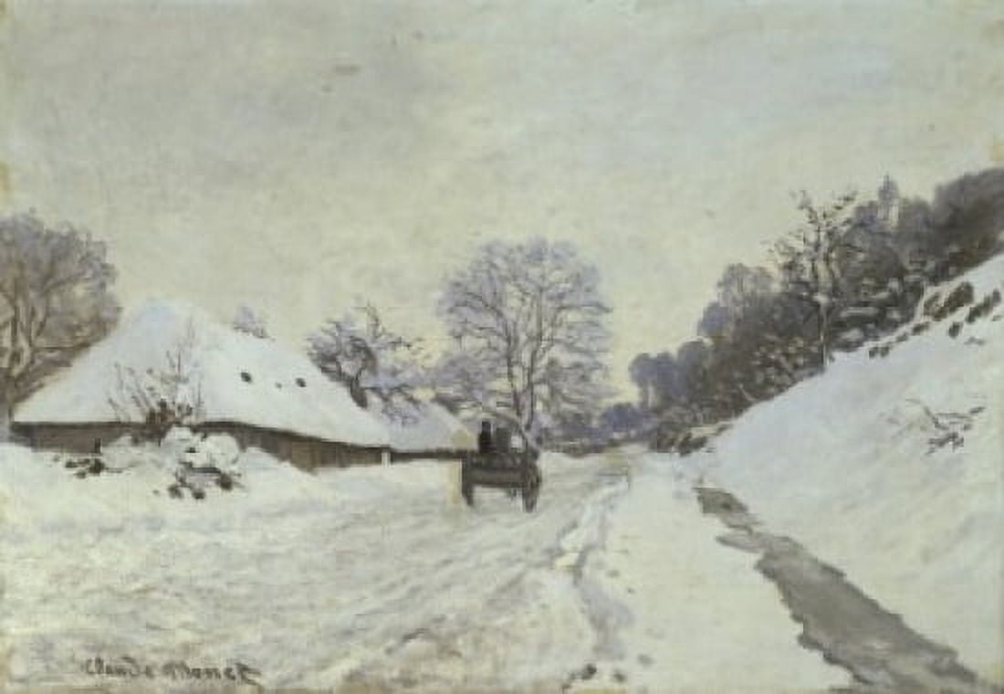 The Cart Snow-Covered Road at Honfleur (La Charrette Route Sous la Neige a Honfleur) c 1867 Claude Monet (1840-1926French) Musee dOrsay Paris Canvas Art - Claude Monet (24 x 36)