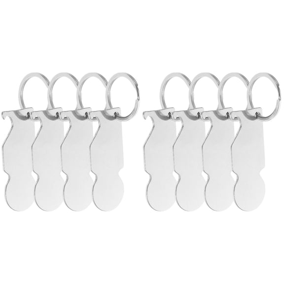 NICERIO Nicerio Plated Silver Metal Trolley Token Keychain Practical for Supermarket Carts 8Pcs